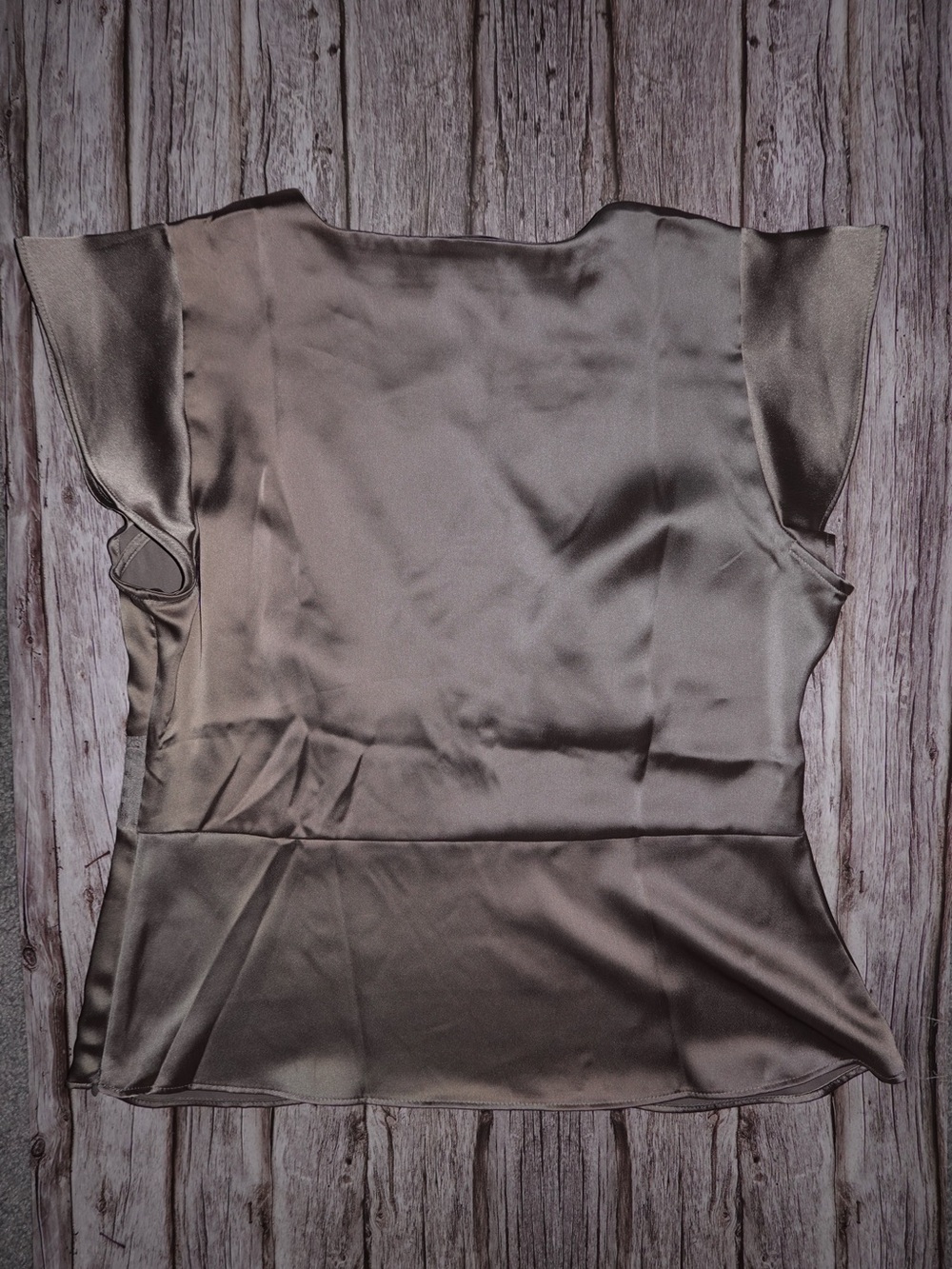 LOFT Satin Lace-Trim V-Neck Top — Taupe - Picture 5 of 5